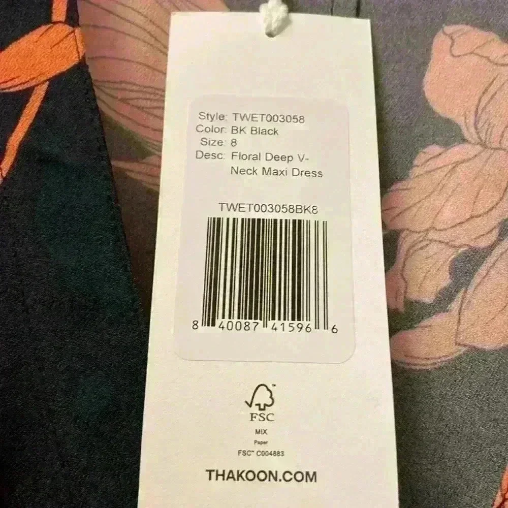 Thakoon Floral Deep-V Neck Maxi Dress Black Size 2 & Size 8 NWT - Picture 10 of 11